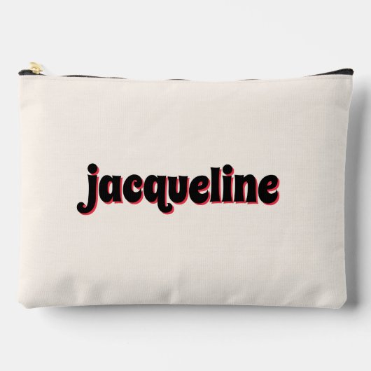 Whimsical Red Cherry Shadow Lettering Luxe Travel Zubehörtasche (Vorderseite)