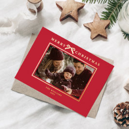 Whimsical Red Christmas Family Photo Folien Feiertagskarte