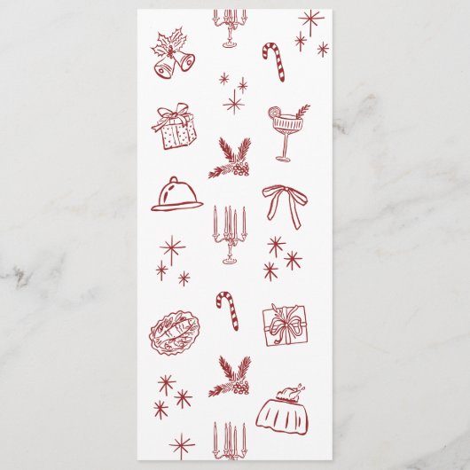 Whimsical Red Christmas Tree Dinner Menu Menükarte (Rückseite)