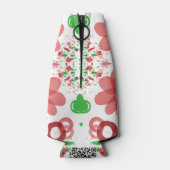 Whimsical Red Flowers Green Leaves On White Art Flaschenkühler (Rückseite)