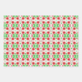 Whimsical Red Flowers Green Leaves On White Art Geschenkpapier Set (Vorderseite)