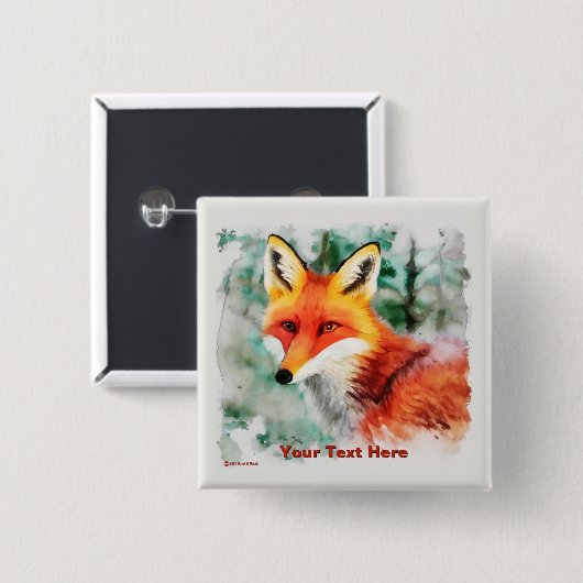 Whimsical Red Fox Button (Vorne & Hinten)