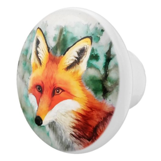 Whimsical Red Fox Keramikknauf (Rechts)