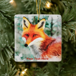 Whimsical Red Fox Keramikornament