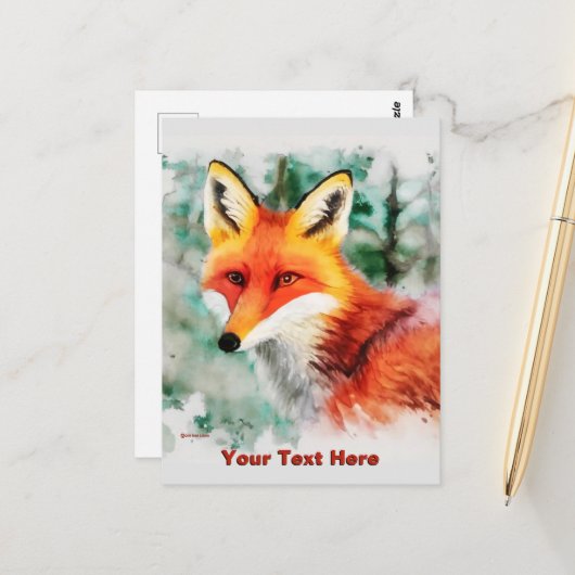 Whimsical Red Fox Postkarte (Vorderseite/Rückseite Beispiel)