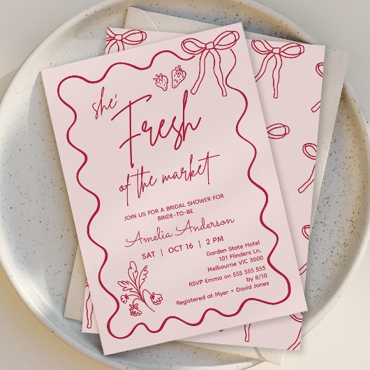 Whimsical Red Fresh off Market Brautparty Einladung