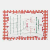 Whimsical Red Gingham Hand Drawn Family Recipe Geschirrtuch (Horizontal)