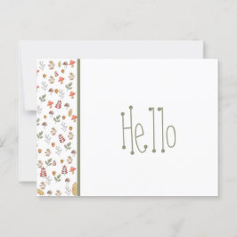 Whimsical Red Green Brown Mushroom and Acorn  Postkarte