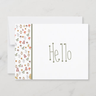 Whimsical Red Green Brown Mushroom and Acorn Postkarte