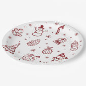 Whimsical Red Hand Drawn Christmas Baby Shower Pappteller (Schrägansicht)