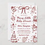 Whimsical Red Hand Drawn Merry Little Baby Shower Einladung (Vorderseite)