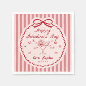 Whimsical Red Happy Galentine's Day Napkin Serviette (Vorderseite)