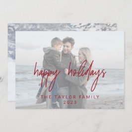 Whimsical Red Happy Holidays 2 Horizontale Fotos Feiertagskarte