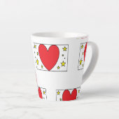 Whimsical Red Heart and Gold Stars Latte Mug Milchtasse (Rechte Ecke)