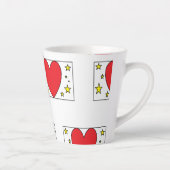Whimsical Red Heart and Gold Stars Latte Mug Milchtasse (Rechts)