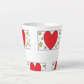 Whimsical Red Heart and Gold Stars Latte Mug Milchtasse (Vorderseite)