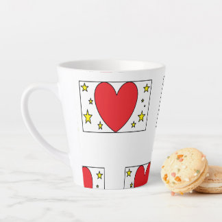 Whimsical Red Heart and Gold Stars Latte Mug Milchtasse