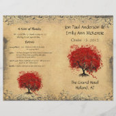 Whimsical Red Heart Leaf Tree Hochzeitsprogramm (Vorderseite)