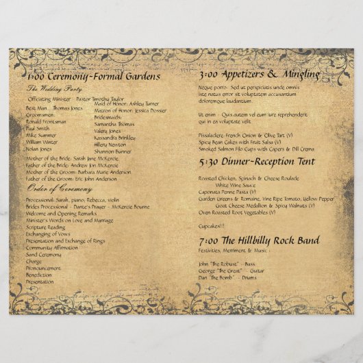 Whimsical Red Heart Leaf Tree Hochzeitsprogramm (Rückseite)