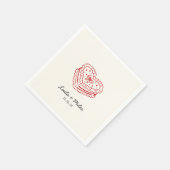 Whimsical red heart minimalistic wedding serviette (Ecke)