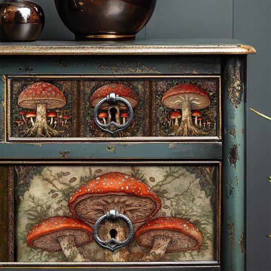 Whimsical Red Mushroom Naturok Kunsthandwerk Seidenpapier