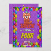 Whimsical Red Panda Adult Invite Einladung (Vorne/Hinten)