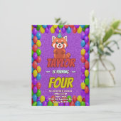 Whimsical Red Panda Adult Invite Einladung (Stehend Vorderseite)