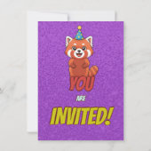 Whimsical Red Panda Adult Invite Einladung (Rückseite)