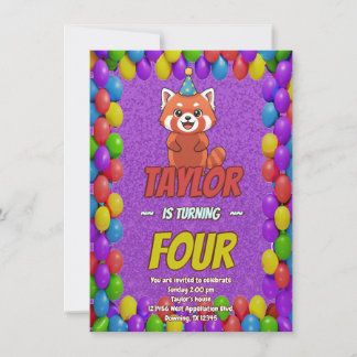 Whimsical Red Panda Adult Invite Einladung