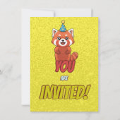 Whimsical Red Panda Adult Invite Einladung (Rückseite)