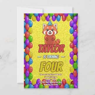 Whimsical Red Panda Adult Invite Einladung