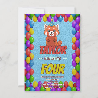 Whimsical Red Panda Adult Invite Einladung