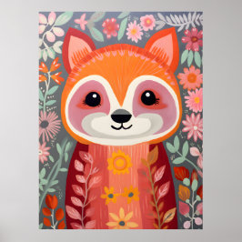 Whimsical Red Panda Art Poster