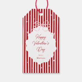 Whimsical Red Pink Bow Hearts Happy Valentines Day Geschenkanhänger