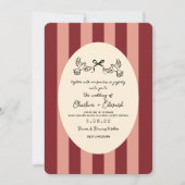 Whimsical Red Pink Striped Scribble  Wedding  Einladung (Vorderseite)