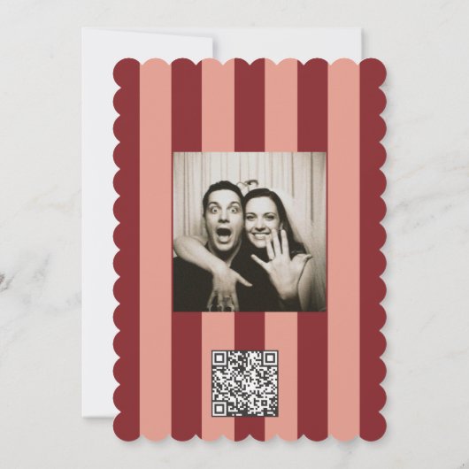 Whimsical Red Pink Striped Scribble Wedding Einladung (Rückseite)