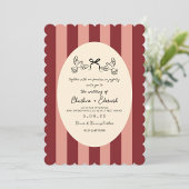 Whimsical Red Pink Striped Scribble Wedding Einladung