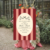 Whimsical Red Pink Striped Scribble  Wedding  Einladung