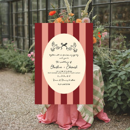 Whimsical Red Pink Striped Scribble Wedding Einladung