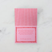 Whimsical Red Pink Watercolor Bow Stripe Wedding Dankeskarte (Innenseite)