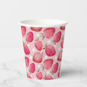 Whimsical red & Pink Watercolor Stawberry pattern Pappbecher (Vorderseite)