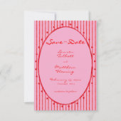 Whimsical Red Pink Watercolor Stripe Wedding Save The Date (Vorderseite)