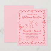 Whimsical Red Pink Wedding Reception Invitation (Vorne/Hinten)