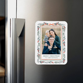 Whimsical Red Ribbon and Greenery 2 Foto Magnet