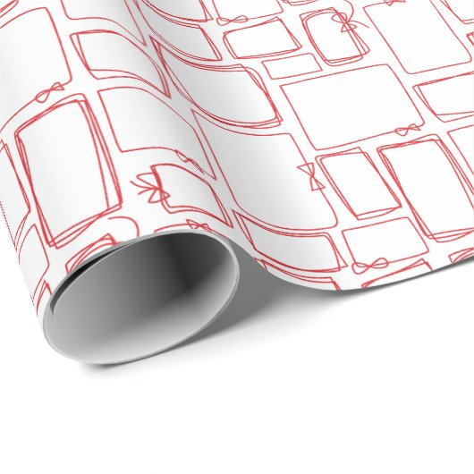 Whimsical Red Ribbon Frame Holiday Geschenkpapier (Rolleneckpunkt)