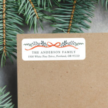 Whimsical Red Ribbon Weihnachtszeit Rücksendeadres