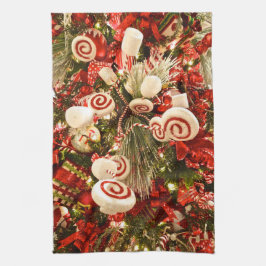 Whimsical Red & White Candy Themed Weihnachtsbaum Geschirrtuch