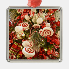 Whimsical Red & White Candy Themed Weihnachtsbaum Ornament Aus Metall