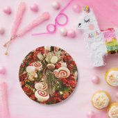 Whimsical Red & White Candy Themed Weihnachtsbaum Pappteller (Party)