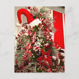 Whimsical Red & White Candy Themed Weihnachtsbaum Postkarte